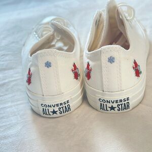 Converse Kids White Sneakers with Red Floral Design
